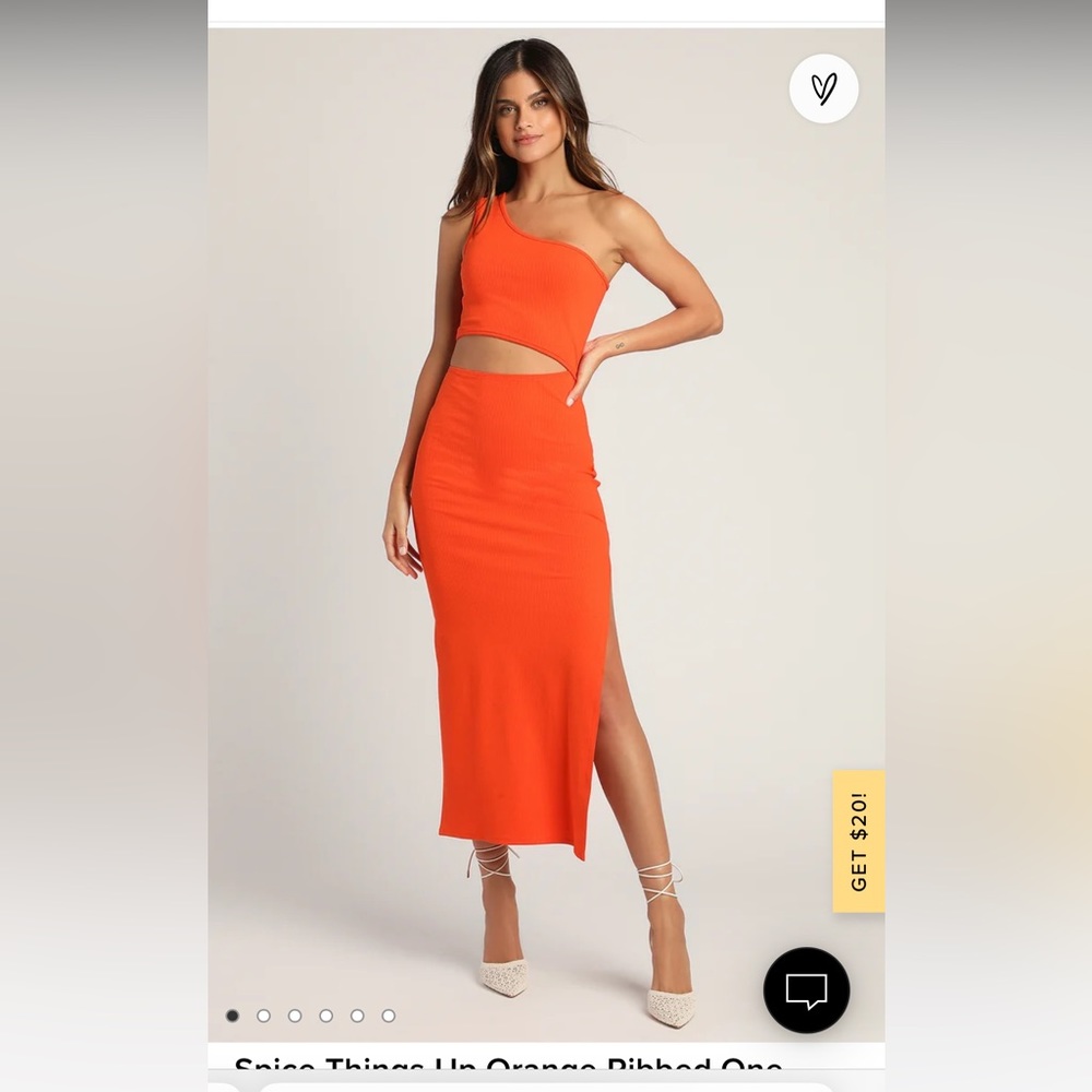 Spice Things Up Orange Ribbed One-Shoulder Cutout Midi Dress